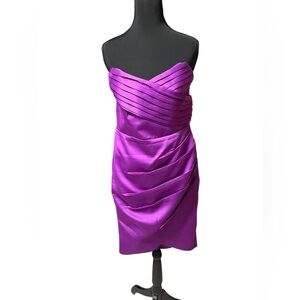 Fate Strapless Purple Ruched Dress Size Large